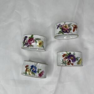 Royal Porcelain Factory Bavaria Germany KPM napkin rings, set of 4, floral